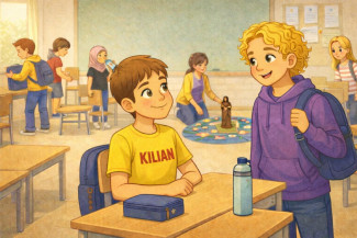 Im Klassenzimmer Kilian und Martin